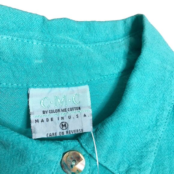 CMC Color Me Cotton Top Womens M Aqua Tunic Asymmetric Oversized Lagenlook NWT - Picture 5 of 15